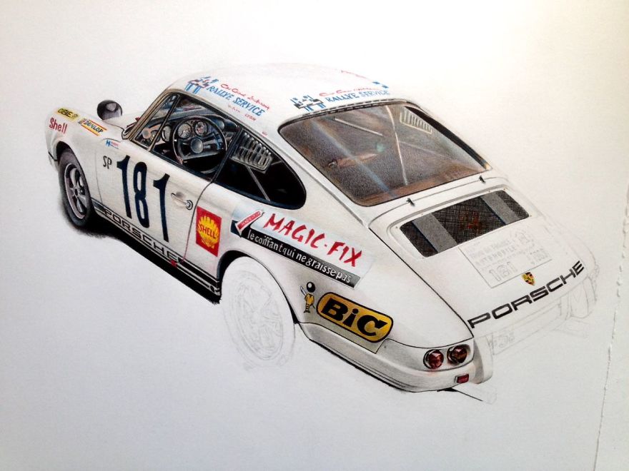 Fully Detailed Porsche 911 Classic Car Automotive Art By London Based Artist Steel Mesh