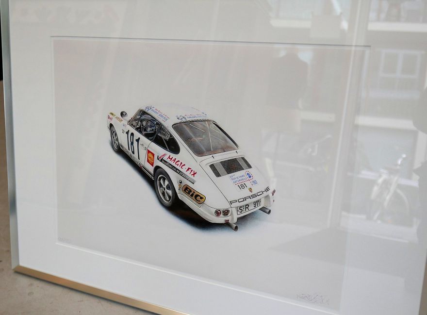 Fully Detailed Porsche 911 Classic Car Automotive Art By London Based Artist Steel Mesh
