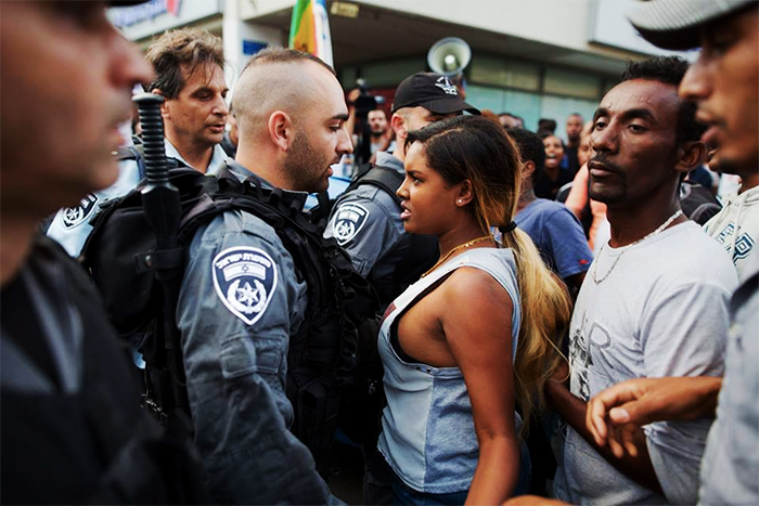 An Israeli Woman Stands Up Against Police Brutality At A Protest In Tel-Aviv