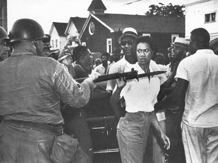Gloria Richardson Pushes Away The Bayonet Of A National Guardsman During A Protest In Cambridge, Md., 1963