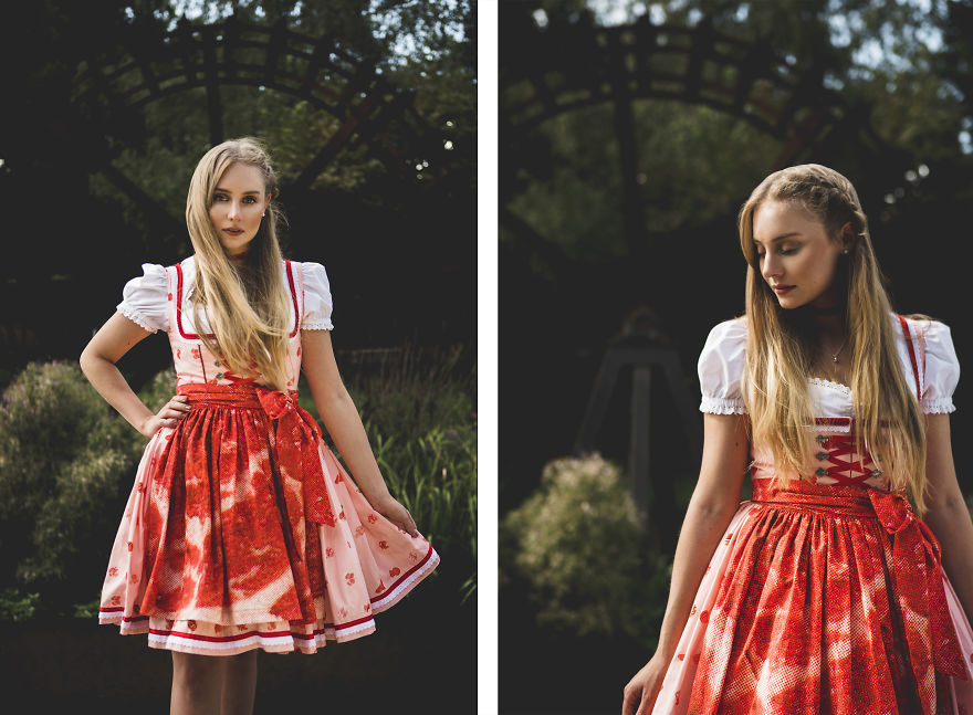 The Pattern Of This Dirndl Is Made Out Of Meat And Sausages