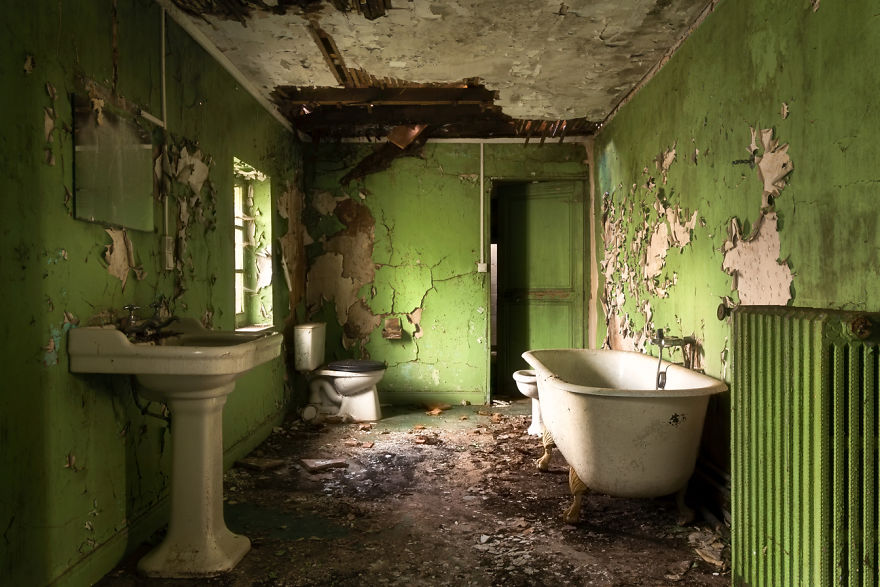 Abandoned Green Bathroom