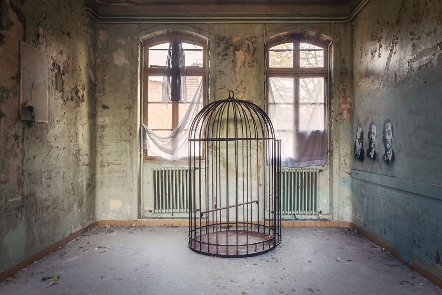 Bird Cage In Abandoned Hospital