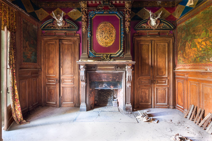 Abandoned Room With Fireplace