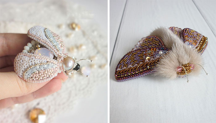 Russian Artist Creates Shiny Insect Jewelry Using Beads