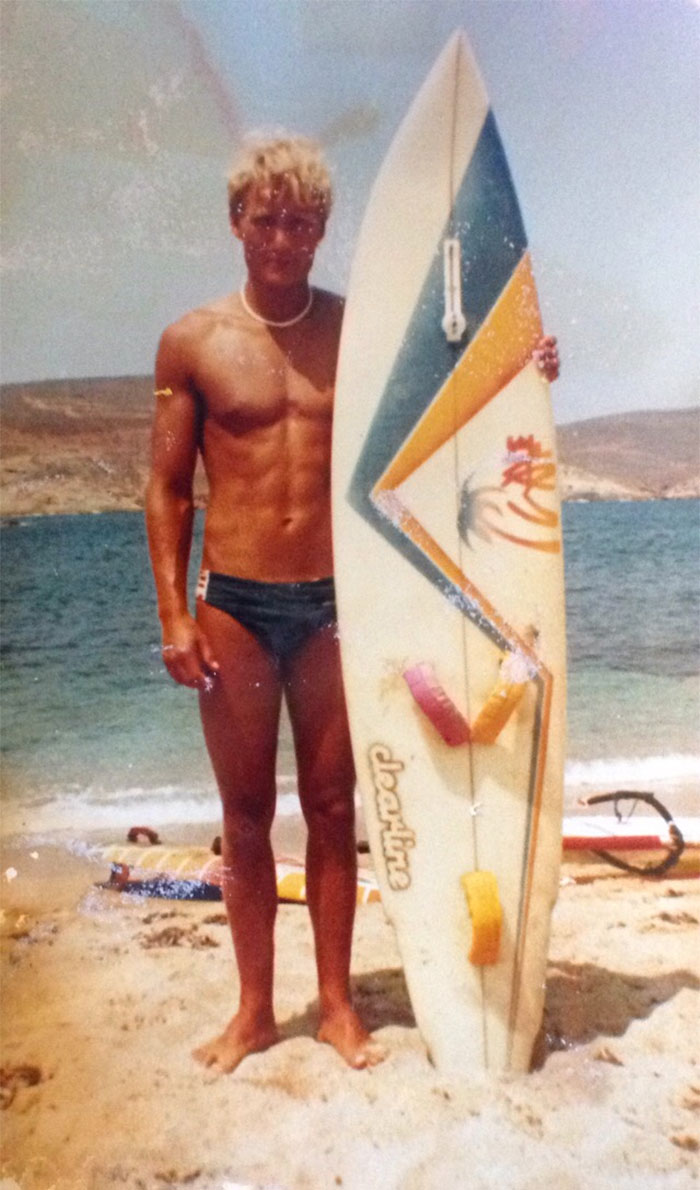My Dad When He Was A Surfer Dude Sleeping On The Beach For 3 Weeks With Only A Sleeping Bag, Somewhere In The Southern Europe, 1989