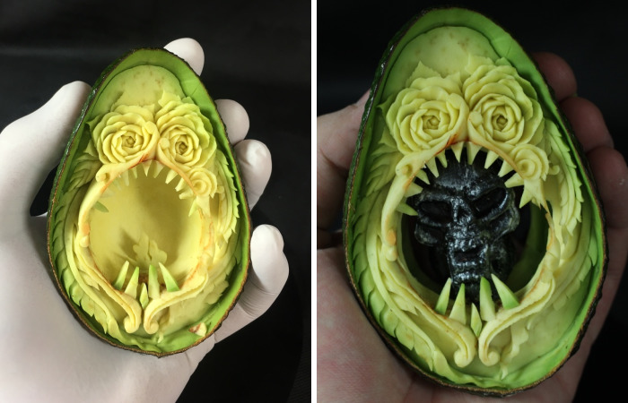 I Hand-Carved These Avocados For Halloween