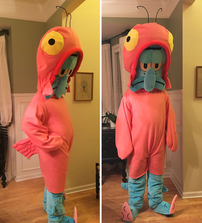 Finished My Squidward Wearing A Salmon Suit Costume