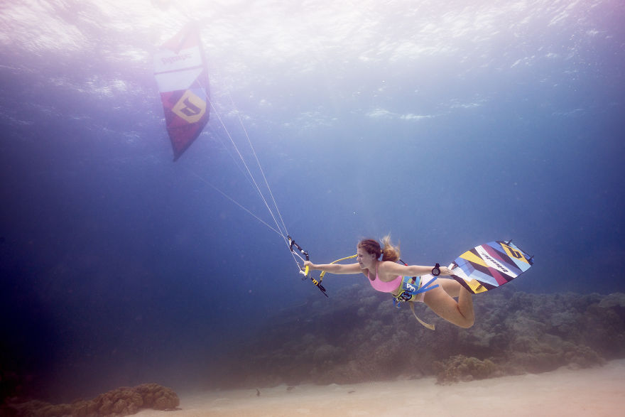 Kitesurfing Deep Under The Ocean