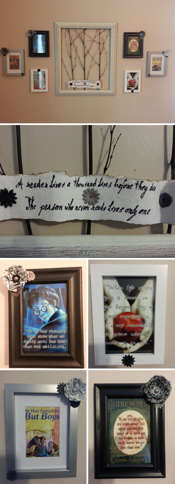 I Made This For My Wife, All Of Her Favorite Childhood And Young Adult Books With Memorable Quotes Plus A Nice George Rr Martin Quote To Tie It All Together. Think She'll Like It?