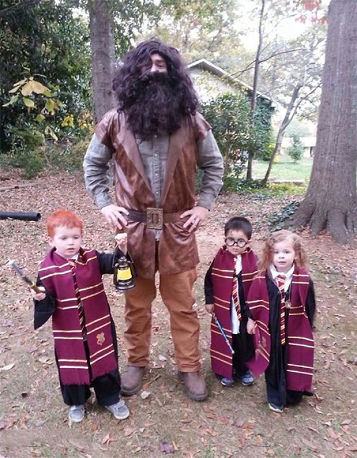 Ron Weasley, Hagrid, Harry Potter y Hermione