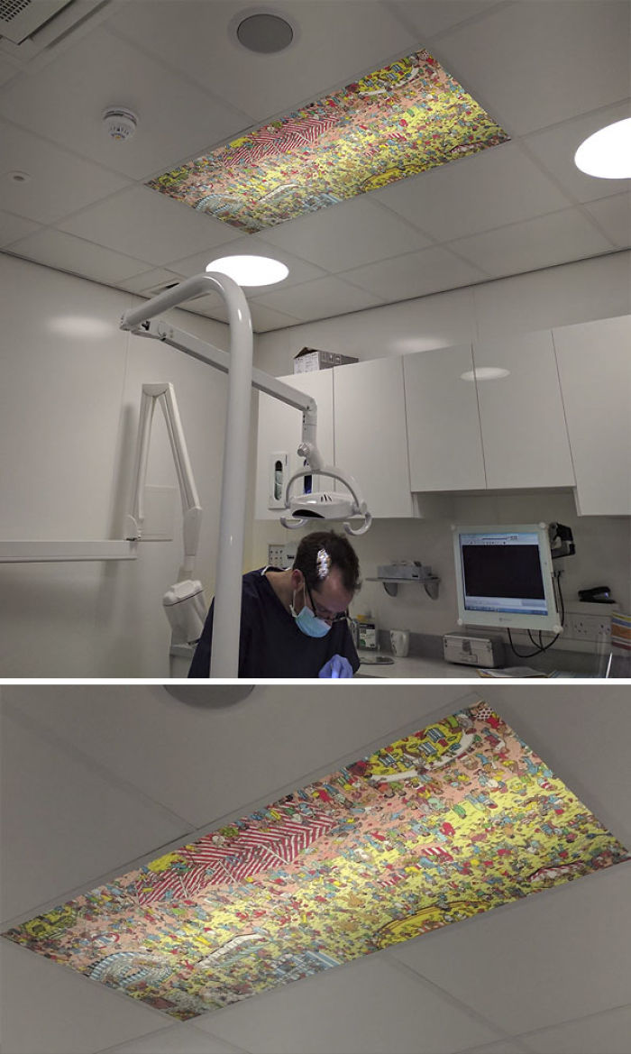 Este dentista tiene en el techo un mural de "¿Dónde está Wally?" para que se distraigan los pacientes