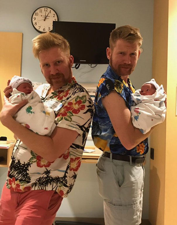These Brothers Became Uncles This Week To Twins. First Impressions Are Important, So They Shaved And Dressed To Impress
