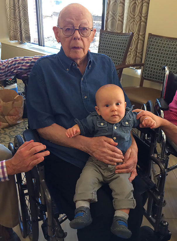My Grandfather Just Passed Away, 3 Weeks After His 100th Birthday Where He Got To Meet His Great-Grandson. This Is 8 Months And 1,200 Months
