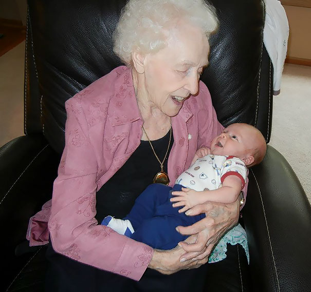 Today Is My Great-Grandma's 100th Birthday! This Is Her Holding Her Great-Great-Grandson