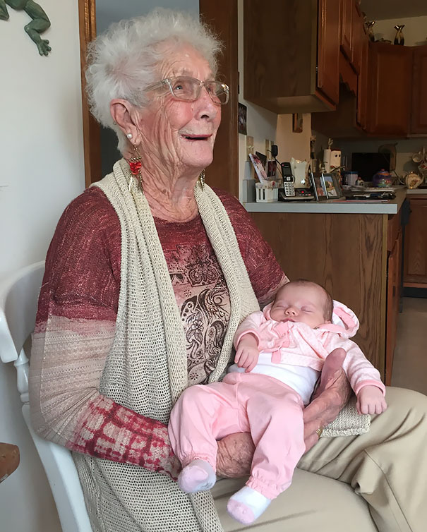 My Two-Week-Old Niece Met Her Great-Great-Grandmother Today