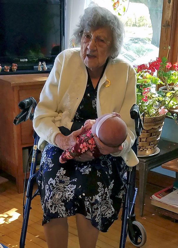 My Daughter (7 Weeks) Met Her Great-Great-Grandma (102) Today
