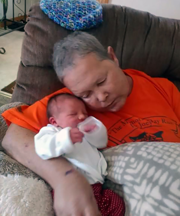 My Grandmother's Brain Tumor Returned Right Around When I Got Pregnant. She Was Given A Couple Months To Live. She's Beating The Odds And This Week Got To Hold Her Great-Granddaughter