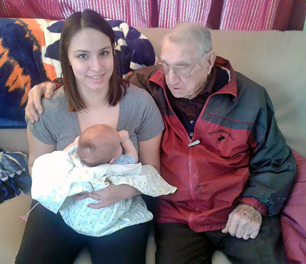 My 94-Year-Old Grandfather Got To Meet His Great-Great-Grandson Evan, For The First Time Today