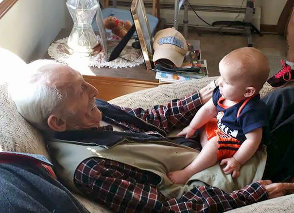 This Is A Photo Of My Grandfather With My Grandson