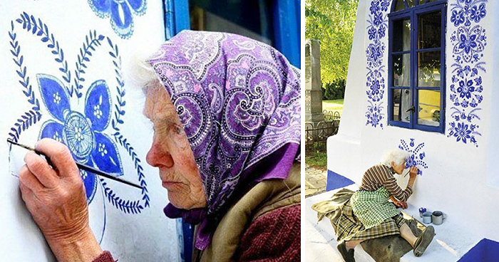 90-Year-Old Czech Grandma Turns Small Village Into Her Art Gallery By Hand-Painting Flowers On Its Houses