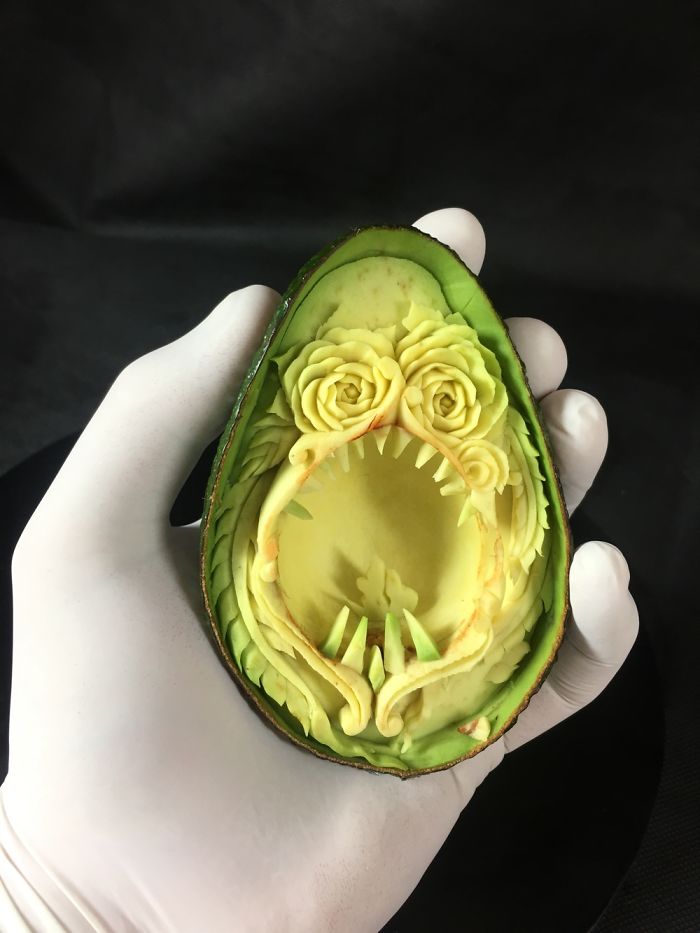 I Hand-Carved These Avocados For Halloween 