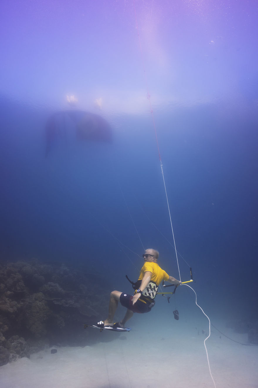 Kitesurfing Deep Under The Ocean