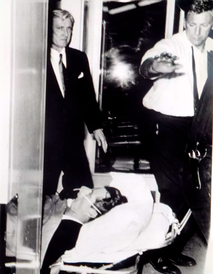 Black and white photography of Robert F. Kennedy after shoot