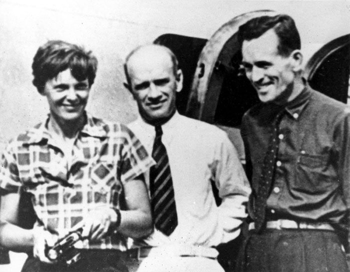 Black and white photography of Amelia Earhart