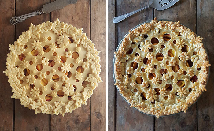 Baker Shows Before & After Pics Of Her Awesome Pie Crusts, And The Result Is Too Pretty To Eat
