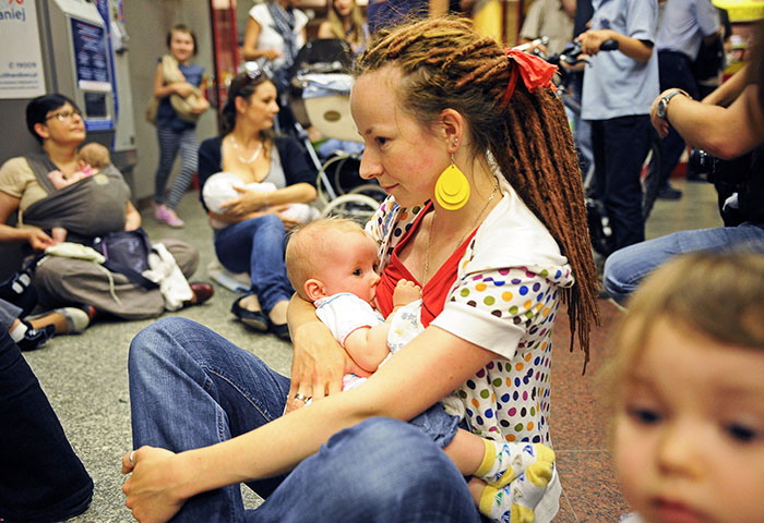 Polish Women Take Part In A Breastfeeding Is Not Obscene Protest In Warsaw’s Subway. In Reaction To A Ban Imposed By City Officials On An Art Project, Portraying Breastfeeding Mothers, 15 June 2011