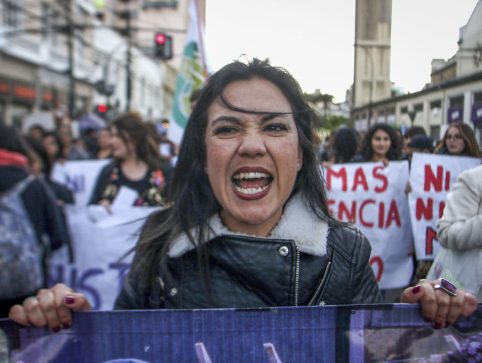 Feminist Activists Protest On The Streets During A National Demonstration Called "Ni Una Menos (Not One Woman Less)" To Demand Justice For All Women Victims Of Gender Crimes And In Repudiation To The Murder Of Florencia Aguirre, A Nine Year Old Girl Who Was Strangled, Burned And Buried By His Father In The City Of Coyhaique, Valparaiso, Chile, 19 October 19 2016