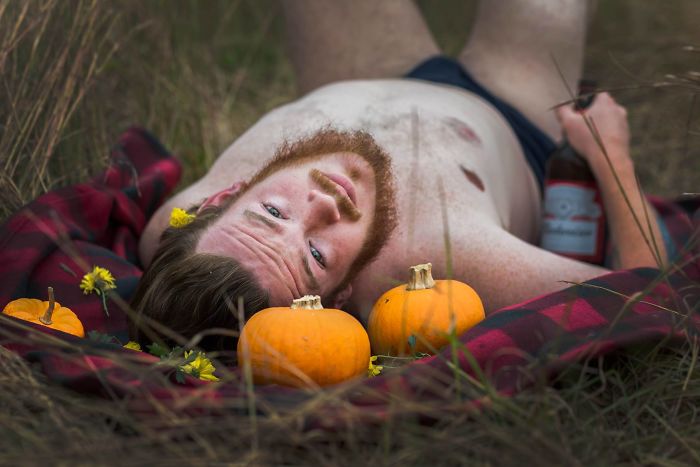 This Husband Did A Pumpkin-Themed Dudeoir Shoot For His Wife, And The Result Will Make Your Heart Beat Faster