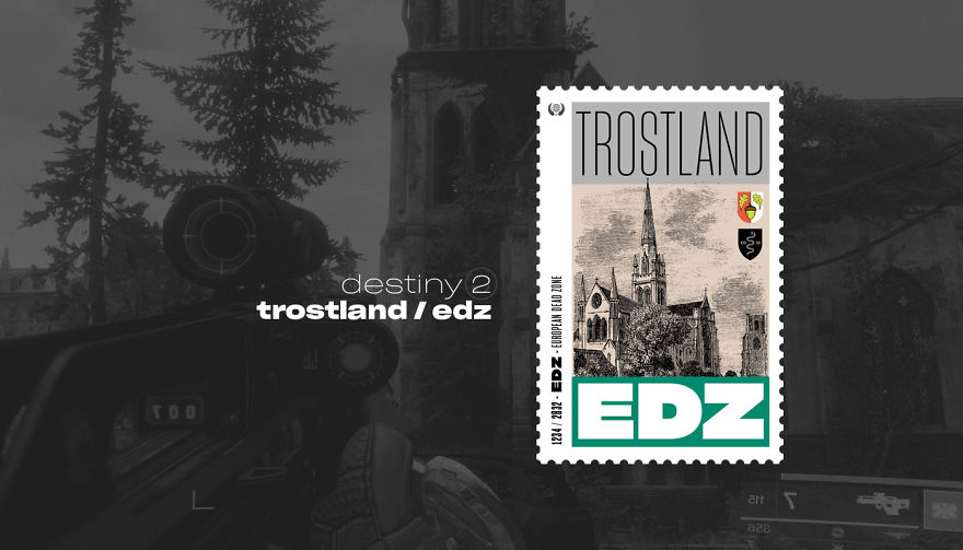 I Design Postage Stamps For The Locations I've Visited In Videogames. Here Are A Few Of Them.