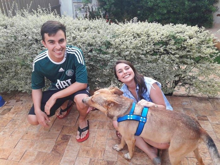 Triunfa en internet la reacción de esta pareja ante un perro que interrumpió su boda
