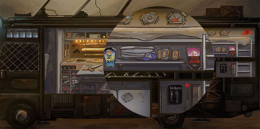 I Illustrated This Post Apocalyptic Motorhome For Halloween (And Included As Many References From Tv, Movies And Games As I Could)