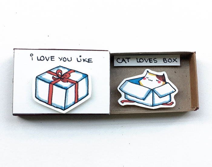 I Love You Like Cats Love Boxes Matchbox Card for Cat Lover