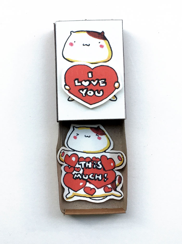 "I love you this much" Cat Matchbox Card