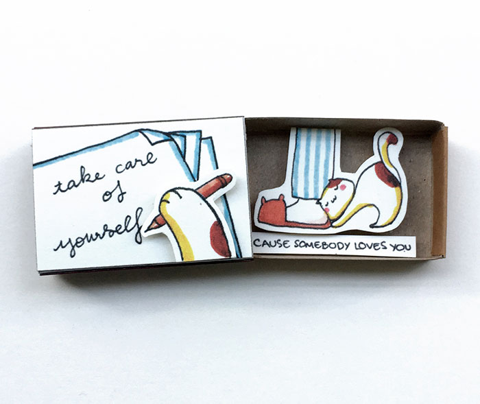 Take Care of Yourself Because Somebody Loves You Matchbox Card For Cat People
