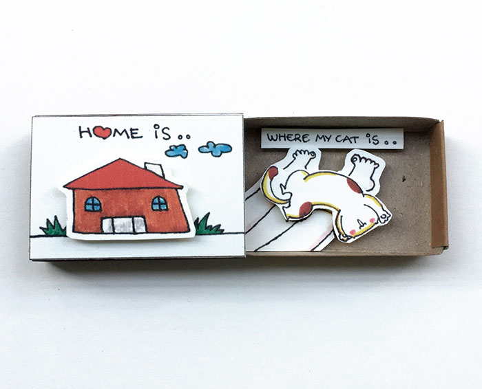 Cat Lover "Home is where my Cat is" Matchbox Card