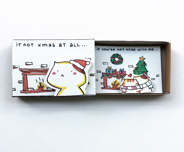 Xmas Matchbox Card Cat "It's not Christmas at all"