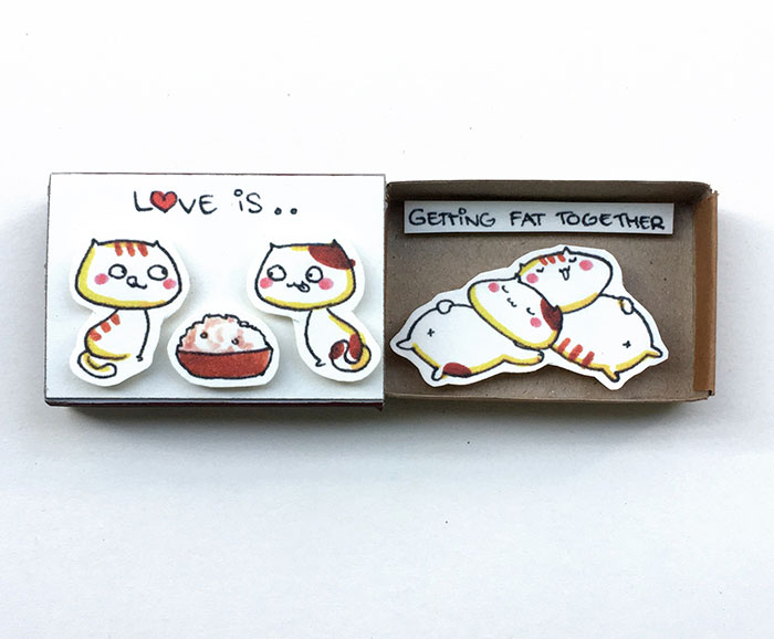 Foodie "Love is getting Fat together" Love Matchbox Card