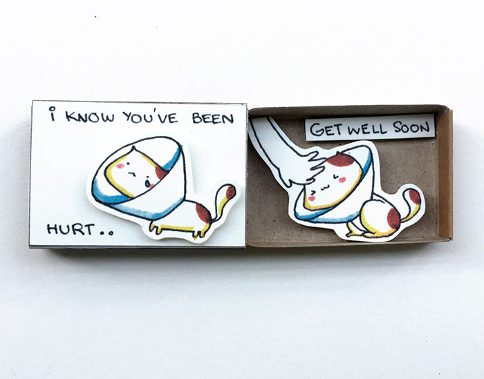 "I know you've been hurt" Cat Matchbox Card