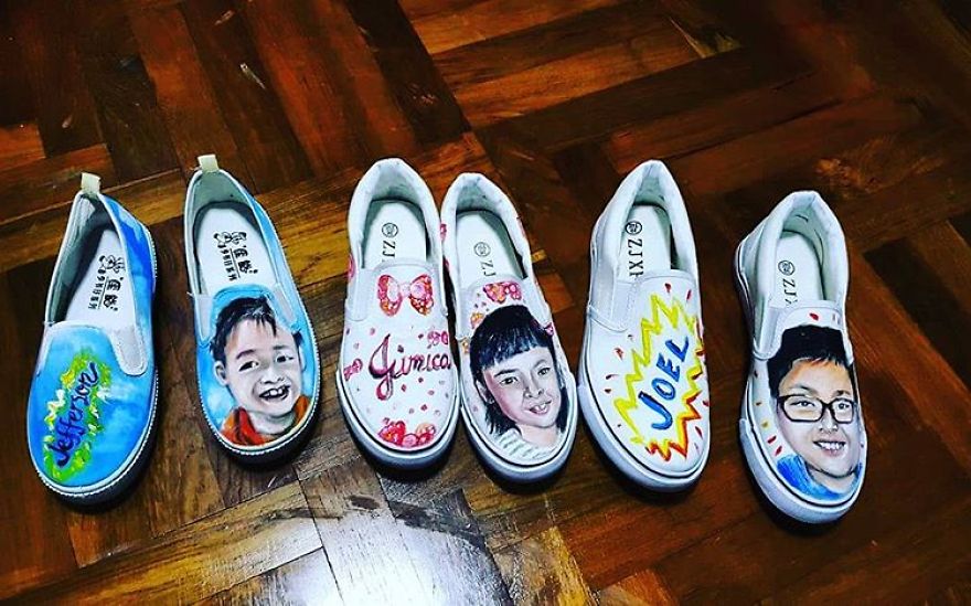 I Always Love Painting A Portrait But Now I'm Doing It Differently. Using Shoes As My Canvass :)
