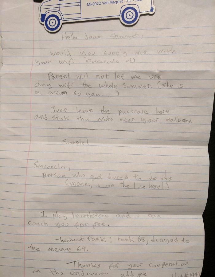 Neighbor Kid Put This Letter In My Mailbox, I'm Tempted To Do It