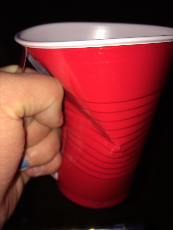 Tear A Strip Off Of Plastic Cups To Make A Convenient Handle