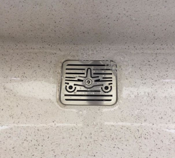 Drain In Airport Restroom Is A Little Airplane