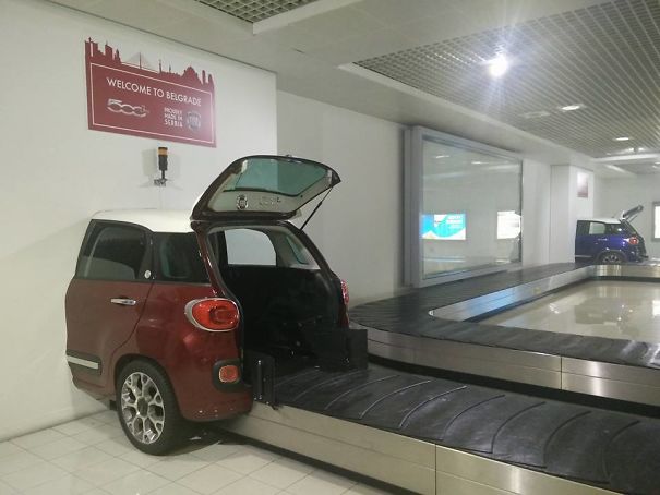 At This Airport, Luggage Comes Out Of The Car Trunk