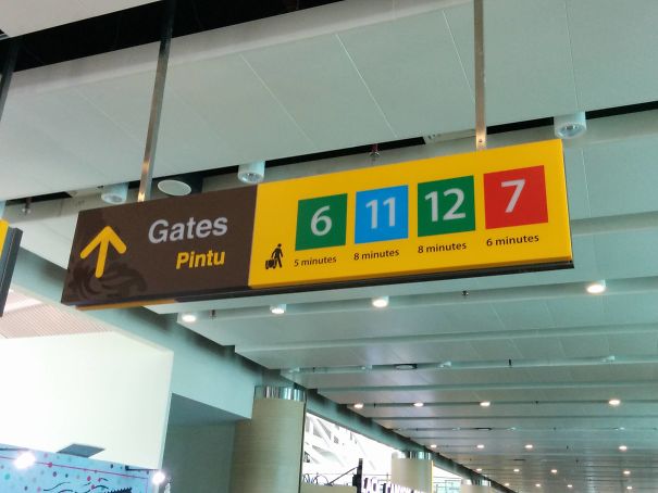 This Airport Sign Tells You The Walking ETA To Different Gates
