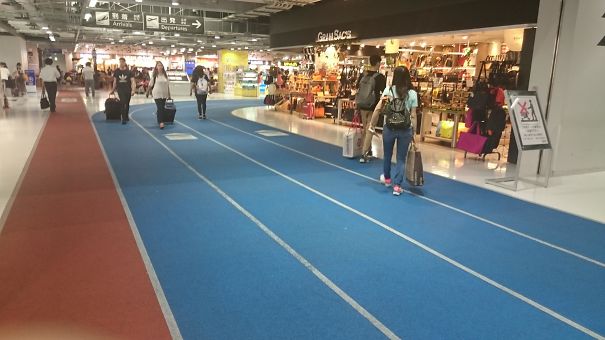 The Floor Of The Airport In Tokyo Is A Running Track In Preparation For The 2020 Tokyo Olympics